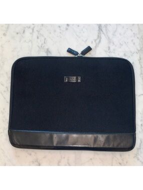 COLE HAAN Computer Laptop Tablet Case Black Leather Trim